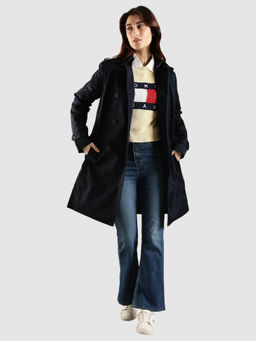 Tommy Hilfiger - Navy Blue Solid Coatscoat and Belt