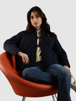 Tommy Hilfiger - Navy Blue Solid Puffer Jacket