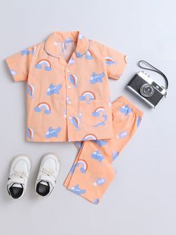 The Magic Wand - All Over Printed Shirt & Pyjama - Orange (Set of 2)