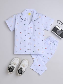 The Magic Wand - Half Sleeves Sports Printed Shirt & Pyjama - Blue (Set of 2)