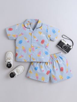 The Magic Wand - Cotton Half Sleeve Candy Printed Shirt & Shorts - Grey (Set of 2)