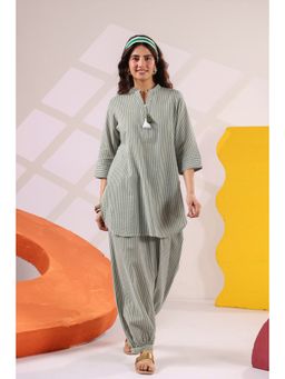 Scakhi - Sage Green Striped Printed Co-Ord Set