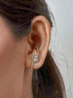 LuxeVogue - Brilliant Solitaire Climber Cuff Earring