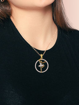LuxeVogue - 925 Silver Dancing Girl Pendant Necklace