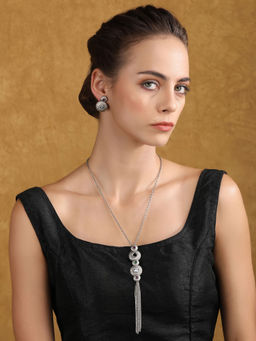 Auraa Trends - Silver Plated Stone Studded Jewellery Set