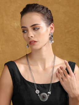 Auraa Trends - Silver Plated Stone Studded Jewellery Set