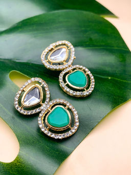 I Jewels - Latest Fashion Stylish Contemporary Stud Drop Earring Green