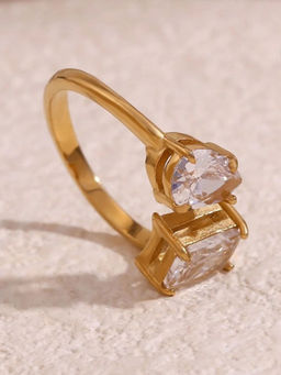 Inaya Accessories - 18Kt Gold Plated Water Drop Shining Statement Ring Cora