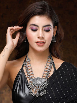 Moedbuille - Ghungru Tribal Oxidised Silver Plated Handcrafted Tasselled Jewellery Set