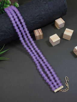 I Jewels - 3 Layer Light Weighted Pearl Choker Necklace Lavender