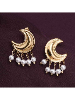 Palmonas - Pearl & Moon Stud Earring For Womens