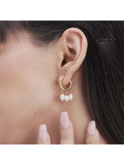 Palmonas - Simple Pearl Hoop Earring For Womens