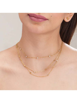 Palmonas - Stone Studded Layered Charm Chain Necklace For Womens