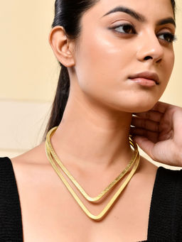 Silvermerc Designs - Elegant Double V-Shaped Gold Necklace