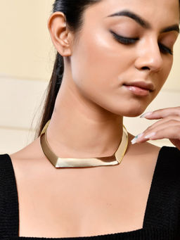 Silvermerc Designs - Elegant Gold-Plated Geometric Choker Necklace