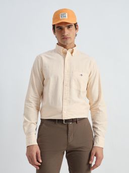 GANT - Men Yellow Pure Cotton Regular Fit Stripes Shirt