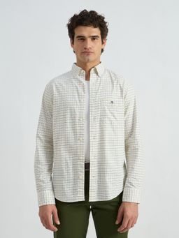 GANT - Men Cream Cotton Regular Fit Checks Shirt