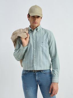 GANT - Men Green Pure Cotton Regular Fit Stripes Shirt