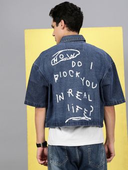 Voxati - Men Blue Denim Oversized Fit Solid Shirt