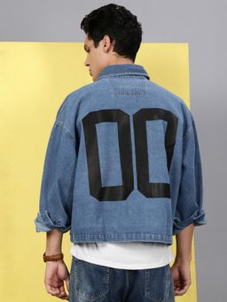 Voxati - Men Navy Blue Denim Oversized Fit Solid Shirt