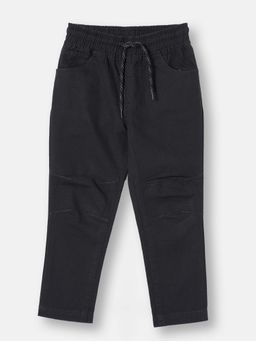 R&B - Black Solid Relaxed Boys Trousers
