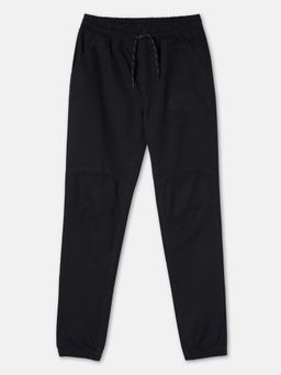 R&B - Black Solid Regular Boys Trousers
