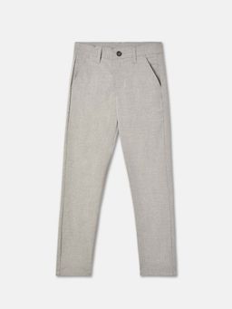 R&B - Boys Grey Solid Relaxed Trousers
