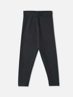 R&B - Charcoal Solid Fitted Girls Leggings