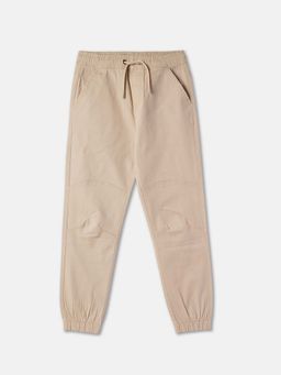 R&B - Beige Solid Relaxed Boys Trousers