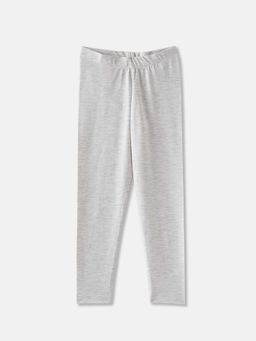 R&B - Grey Solid Fitted Girls Leggings
