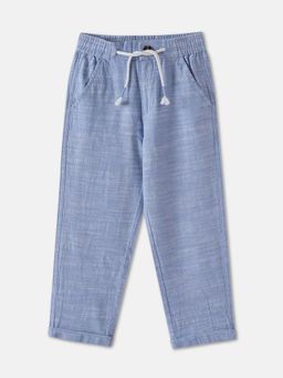 R&B - Blue Solid Regular Boys Trousers