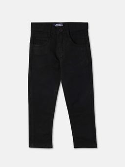 R&B - Black Solid Relaxed Boys Trousers