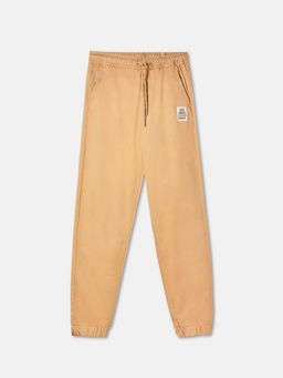 R&B - Beige Solid Relaxed Boys Joggers