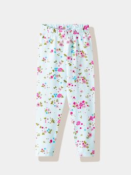 R&B - Blue and Pink Floral Printed Girls Leggings