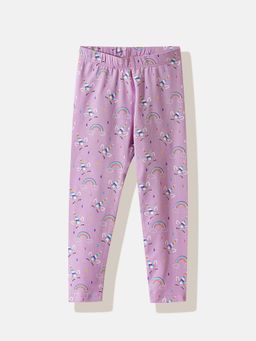 R&B - Purple and Multi Graphic Printed Girls Leggings