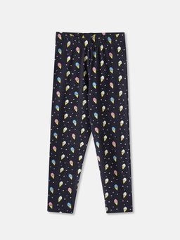 R&B - Navy Printed Fitted Girls Leggings