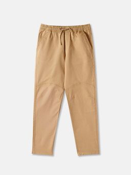 R&B - Beige Solid Regular Boys Trousers