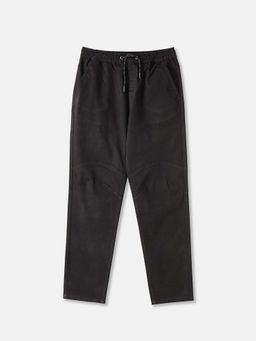 R&B - Black Solid Regular Boys Trousers