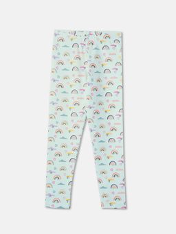 R&B - Blue Graphic Printed Fitted Girls Leggings