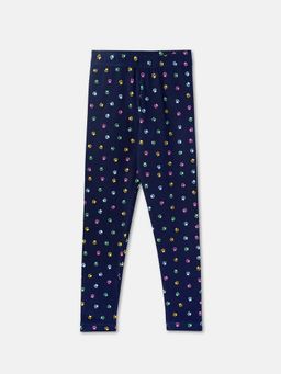 R&B - Navy Blue Graphic Fitted Girls Leggings