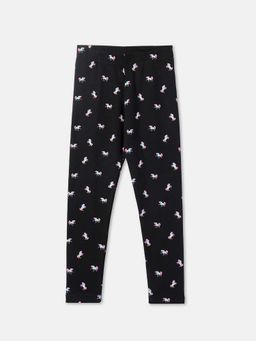 R&B - Black and White Printed Fitted Girls Leggings