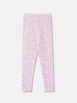 R&B - Lavender Graphic Printed Fitted Girls Leggings