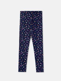 R&B - Navy Blue Graphic Fitted Girls Leggings