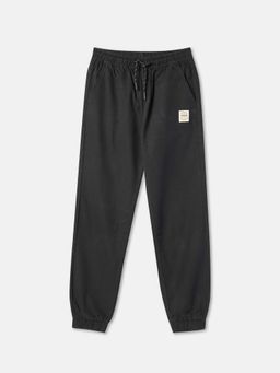R&B - Black Solid Regular Boys Trousers