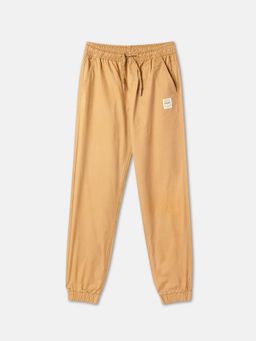 R&B - Khaki Solid Relaxed Boys Joggers