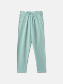 R&B - Light Green Solid Fitted Girls Leggings