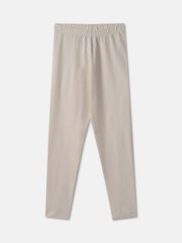 R&B - Beige Solid Fitted Girls Leggings