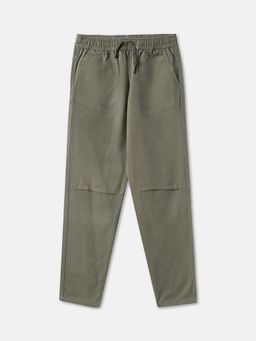 R&B - Olive Solid Tapered Boys Trousers