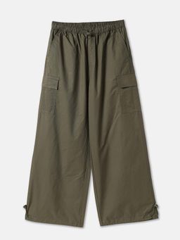 R&B - Green Wide Leg Solid Boys Trousers