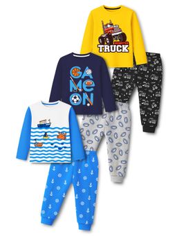 Trampoline - Boys Under Water and Truck Printed T-Shirt and Trousers Set (Pack of 3)